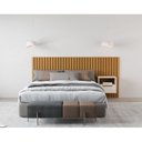 Ver imagem 1 de Cabeceira Ripada Maracá Queen 215cm MDF/MDP com 1 Mesa de Cabeceira Jatobá Bege