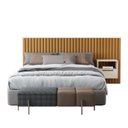Ver imagem 3 de Cabeceira Ripada Maracá Queen 215cm MDF/MDP com 1 Mesa de Cabeceira Jatobá Bege