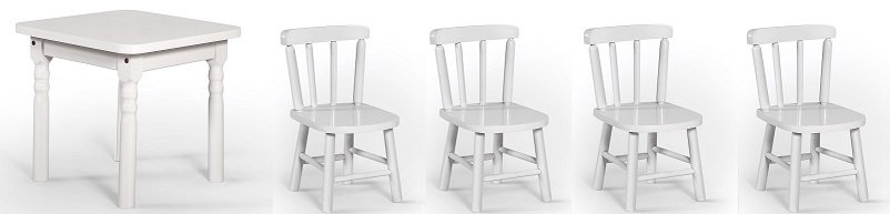 Conjunto Infantil 60x60 Com 4 Cadeiras - Branca - JM Móveis