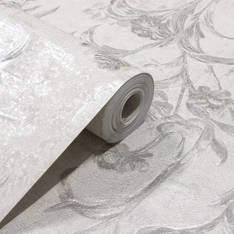 Papel de Parede Floral Bege com Brilho Vinilico Lavável+ Cola para Aplicação