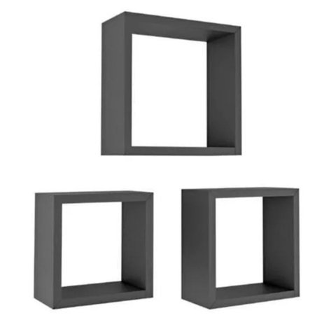 Nicho Decorativo 100% Mdf Preto com 3 Desmontado - Suprema Móveis