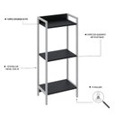 Ver imagem 5 de Estante de Livros Industrial 45CMX104CM 3 Prateleiras Active Yescasa Preto