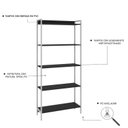 Ver imagem 5 de Estante de Livros Industrial 80CMX187CM Multiuso 5 Prateleiras Active Yescasa Preto