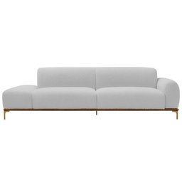 Sofá Living Unne 3 Lugares 210cm Terminal Direito Bouclé Cinza Claro - Nexta Casa - 4