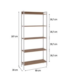 Estante para Livros Industrial Aço Multiuso 5 Prateleiras 187cmx80cm Active Yescasa - 4