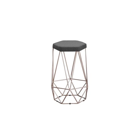 Banqueta Rubi Bronze Linho Cinza Metal Móveis