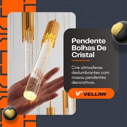 Pendente de Cristal Vidro Bolhas 3 em 1 Bivolt Lavabo Quarto - 2