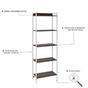 Ver imagem 5 de Estante de Livros Industrial 60CMX187CM Multiuso 5 Prateleiras Active Yescasa Marrom