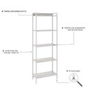 Ver imagem 5 de Estante de Livros Industrial 60CMX187CM Multiuso 5 Prateleiras Active Yescasa Branco/Snow
