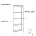 Ver imagem 5 de Estante de Livros Industrial 60CMX187CM Multiuso 5 Prateleiras Active Yescasa Branco/Snow