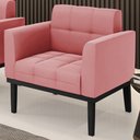 Ver imagem 2 de Poltrona Decorativa Base Madeira Preto Ana Suede Rosê - Ibiza