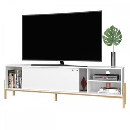 Rack para Tv até 55 Polegadas 1 Porta de Correr 1 Prateleira Branco/pinus Claro Br 51 - Brv Móveis - 3