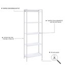 Ver imagem 5 de Estante de Livros Industrial 60CMX187CM Multiuso 5 Prateleiras Active Yescasa Branco/Chess