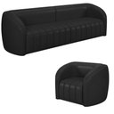 Ver imagem 2 de Conjunto Sala de Estar Sofá 292cm 4 Lugares e Poltrona Adam PU Preto G45 - Gran Belo Conjunto Adam