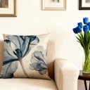 Ver imagem 1 de Capa de Almofada Linho Estampada Tulipa Floral Azul 45x45cm - Floral
