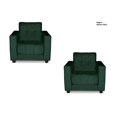 Kit Poltronas Estofadas Arezzo Suede: Verde