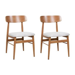 Kit 2 Cadeiras de Jantar Delta Estrutura Aço Carbono Laminado Natural com Estofado Linho Cru