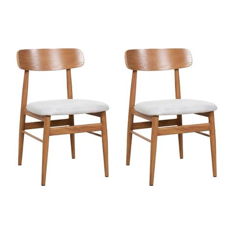 Kit 2 Cadeiras de Jantar Delta Estrutura Aço Carbono Laminado Natural com Estofado Linho Cru