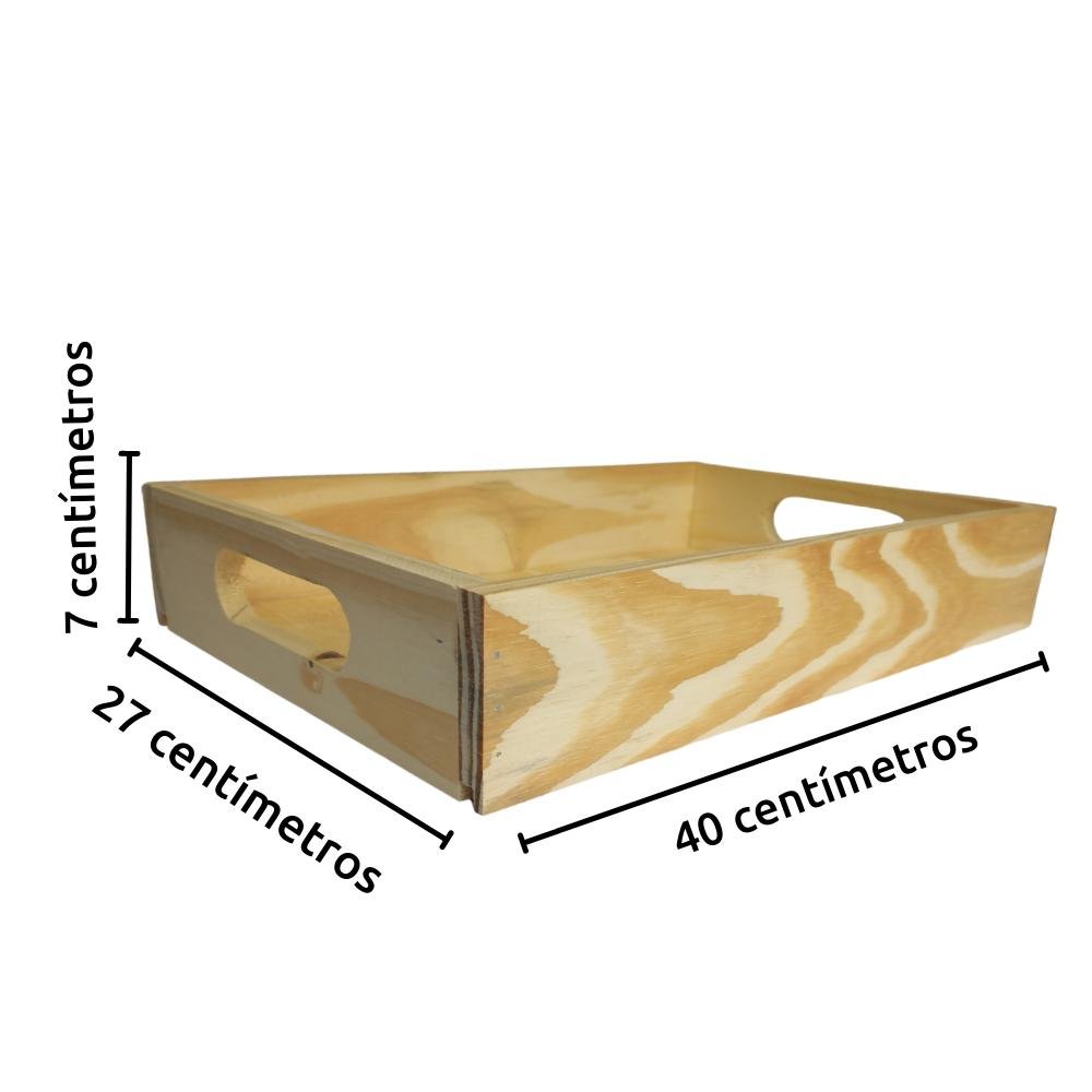 Bandeja Para Café Da Manha Média Servir - Organizar Mesa 04x40x27cm Madeira Natural - 4