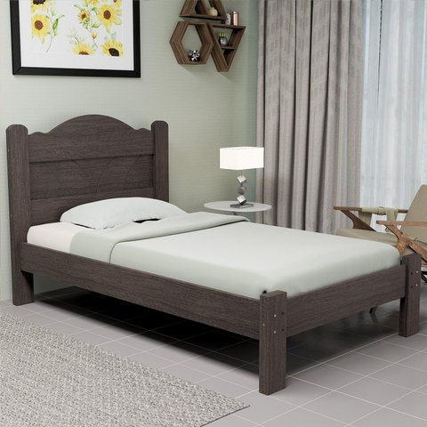 Cama de Solteiro 100% MDF 107,5x94cm Alice Marrom/Mocaccino