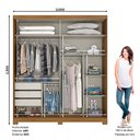Ver imagem 2 de Guarda-roupa 200cm com Espelho 2 Portas de Correr 3 Gavetas Verg Henn - Nature/off White