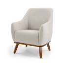 Ver imagem 2 de Poltrona Tecido Linho Base Madeira Paloma Bege Areia