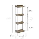 Ver imagem 4 de Estante de Livros Industrial 45CMX146CM Multiuso 4 Prateleiras Active Yescasa Marrom