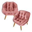 Ver imagem 1 de Kit 02 Poltrona Decorativa California Suede Rose Pés Palito - Fina Mobília