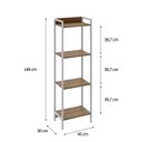 Ver imagem 4 de Estante de Livros Industrial 45CMX146CM Multiuso 4 Prateleiras Active Yescasa Marrom