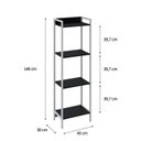 Ver imagem 4 de Estante de Livros Industrial 45CMX146CM Multiuso 4 Prateleiras Active Yescasa Preto