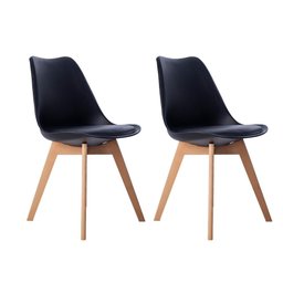 Kit 02 Cadeiras Leda Eames Jantar Cozinha com Assento Estofado Preto - 1