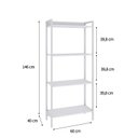 Ver imagem 4 de Estante de Livros Industrial 60CMX146CM Multiuso 4 Prateleiras Active Yescasa Branco/Chess