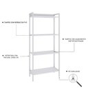 Ver imagem 5 de Estante de Livros Industrial 60CMX146CM Multiuso 4 Prateleiras Active Yescasa Branco/Chess