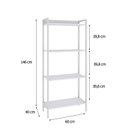 Ver imagem 4 de Estante para Livros Industrial Aço Multiuso 4 Prateleiras 146cmx60cm Active Yescasa