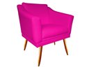 Ver imagem 1 de Poltrona Decorativa Agatha Couro Rosa Pink Pés Madeira Ms Decor