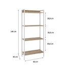 Ver imagem 4 de Estante para Livros Industrial Aço Multiuso 4 Prateleiras 146cmx60cm Active Yescasa