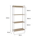 Ver imagem 4 de Estante de Livros Industrial 60CMX146CM Multiuso 4 Prateleiras Active Yescasa Marrom