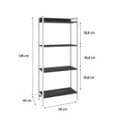 Ver imagem 4 de Estante de Livros Industrial 60CMX146CM Multiuso 4 Prateleiras Active Yescasa Marrom