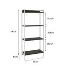 Ver imagem 4 de Estante para Livros Industrial Aço Multiuso 4 Prateleiras 146cmx60cm Active Yescasa