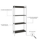 Ver imagem 5 de Estante para Livros Industrial Aço Multiuso 4 Prateleiras 146cmx60cm Active Yescasa