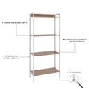 Ver imagem 5 de Estante de Livros Industrial 60CMX146CM Multiuso 4 Prateleiras Active Yescasa Marrom