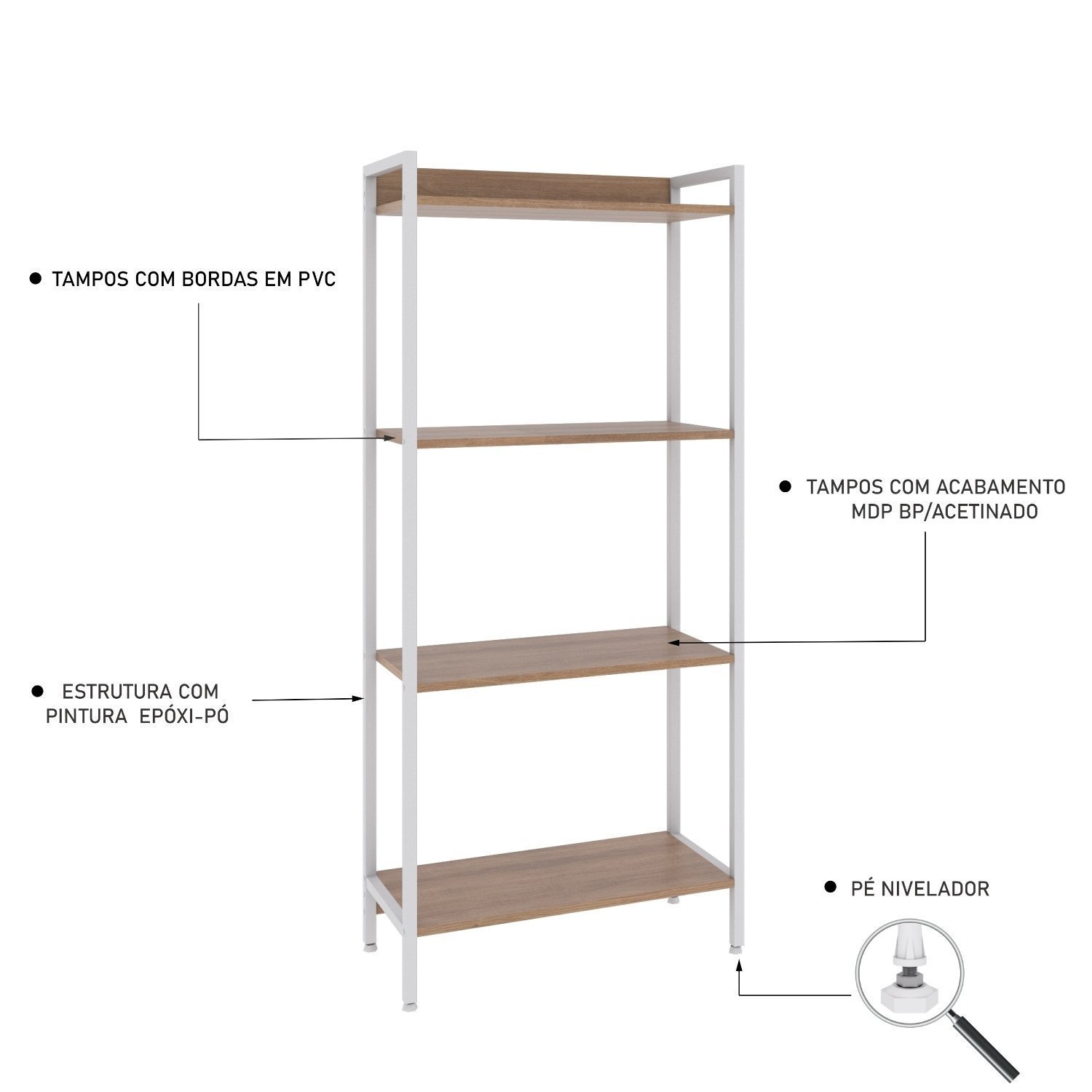 Estante para Livros Industrial Aço Multiuso 4 Prateleiras 146cmx60cm Active Yescasa - 5