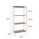 Ver imagem 4 de Estante de Livros Industrial 60CMX146CM Multiuso 4 Prateleiras Active Yescasa Marrom