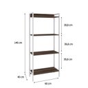 Ver imagem 4 de Estante de Livros Industrial 60CMX146CM Multiuso 4 Prateleiras Active Yescasa Marrom