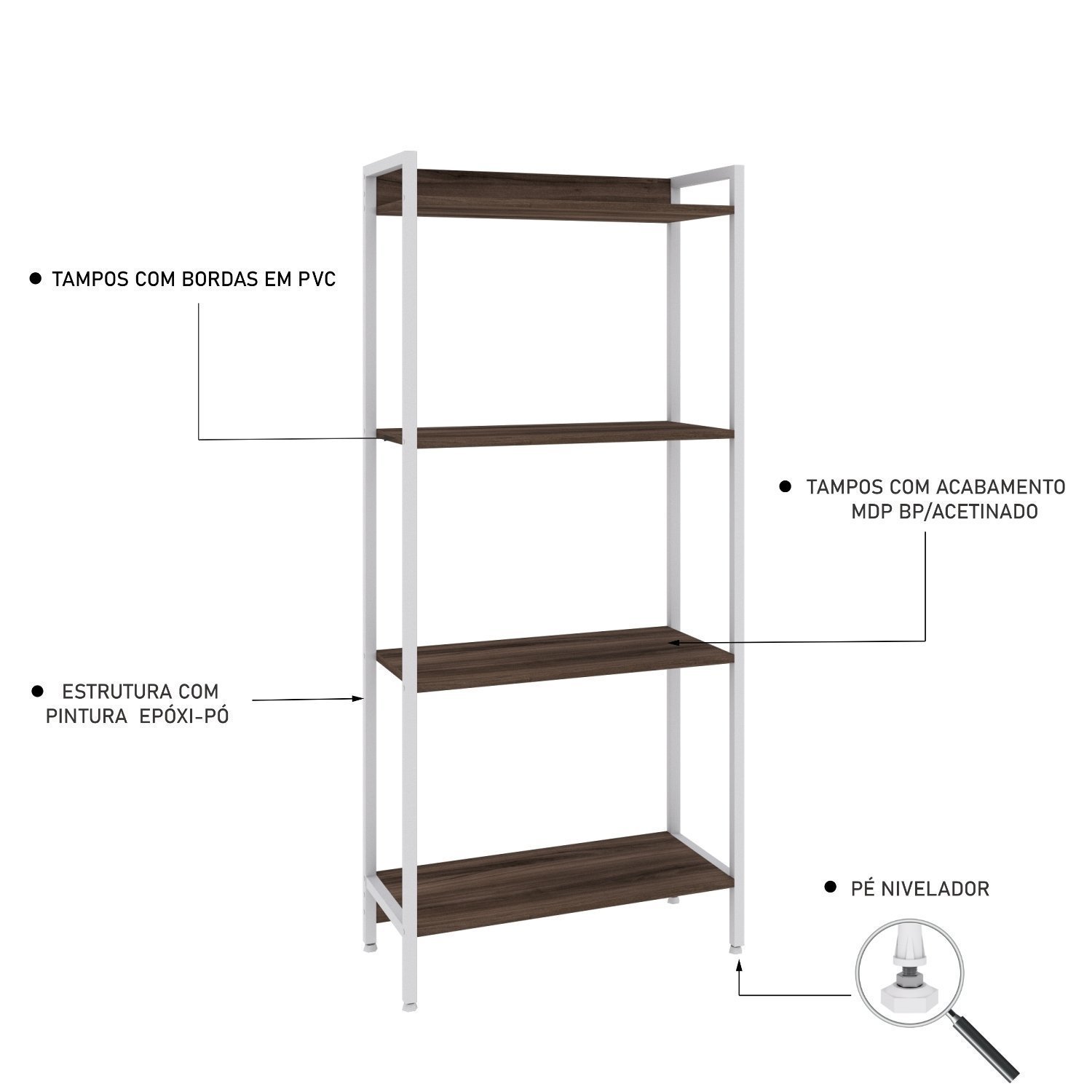 Estante para Livros Industrial Aço Multiuso 4 Prateleiras 146cmx60cm Active Yescasa - 5