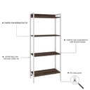 Ver imagem 5 de Estante de Livros Industrial 60CMX146CM Multiuso 4 Prateleiras Active Yescasa Marrom
