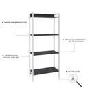 Ver imagem 5 de Estante de Livros Industrial 60CMX146CM Multiuso 4 Prateleiras Active Yescasa Preto
