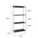 Ver imagem 4 de Estante de Livros Industrial 60CMX146CM Multiuso 4 Prateleiras Active Yescasa Preto