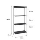 Ver imagem 4 de Estante para Livros Industrial Aço Multiuso 4 Prateleiras 146cmx60cm Active Yescasa