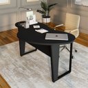 Ver imagem 1 de Mesa Escrivaninha Orgânica Linear 173cm x 94cm Pés Metal para Escritório Home Office F5 Corporate Preto